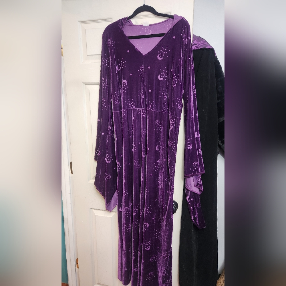Spirit Purple Velvet Dress with Celestial Design